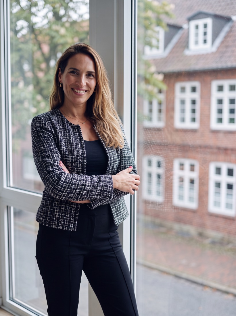 Katharina Sarah Schumacher am Fenster ihres Büros
